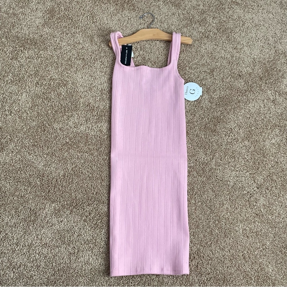 Hunza G Nile Ribbed Stretch-Knit Dress in Pink
